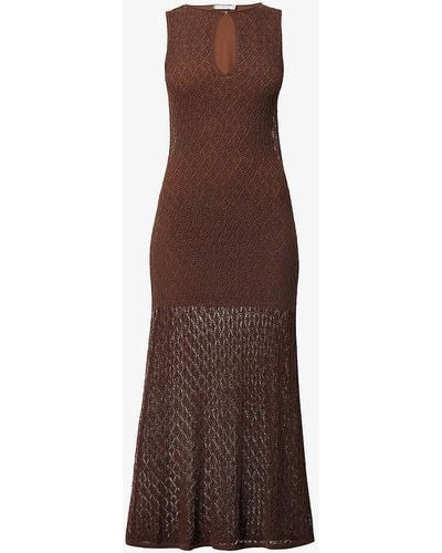 Bec & Bridge Aurora Cut-out Knitted Maxi Dress - Brown