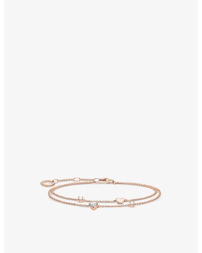 Thomas Sabo Heart-pendant 18ct Rose Gold-plated Sterling-silver And Zirconia Bracelet - White