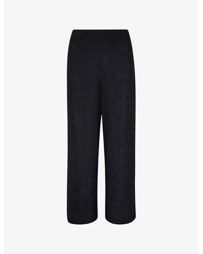 Whistles Flared High-rise Metallic Stretch-woven Pants - Black