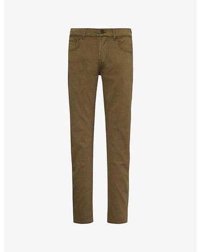 7 For All Mankind Slimmy Tapered Tapered-leg Slim-fit Cotton-blend Pants - Green