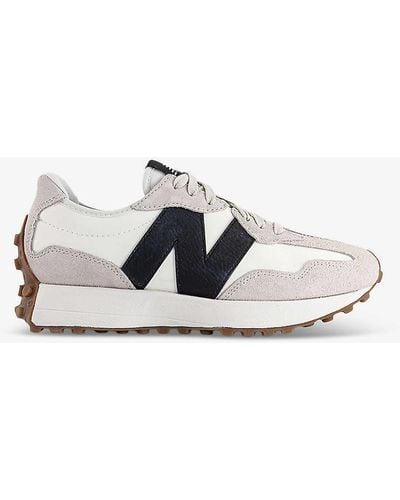 New Balance 327 Logo-embroidered Suede And Woven Low-top Trainers - Multicolour