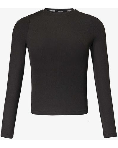 Lounge Underwear Essential Logo-embroidered Slim-fit Stretch-woven Top X - Black