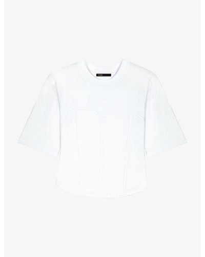 Maje Corsy Corset-detail Cotton-jersey T-shirt - White