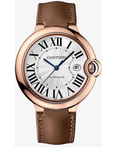Cartier Crwgbb0041 Ballon Bleu 18ct Rose-gold And Leather Watch - White
