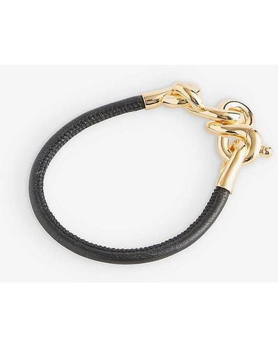 Bottega Veneta Chain-knot Leather And Sterling-silver Bracelet - Metallic