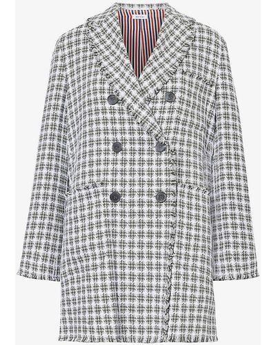 Thom Browne Tweed Double-breasted Cotton Coat - White