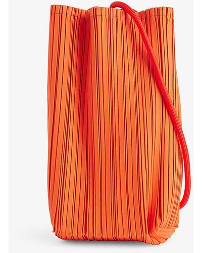Pleats Please Issey Miyake Bloom Pleated Woven Shoulder Bag - Orange