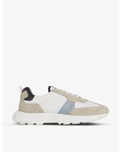 Reiss Evo Colour-blocked Suede And Mesh Low-top Sneakers - White