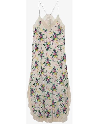 Zadig & Voltaire Ristyl Floral-print Lace-embroidered Woven Midi Dress - White