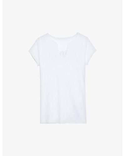 Zadig & Voltaire Amour Diamanté-embellished Cotton-jersey T-shirt - White