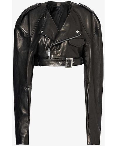 Rick Owens Biker Notched-lapel Regular-fit Leather Jacket - Black