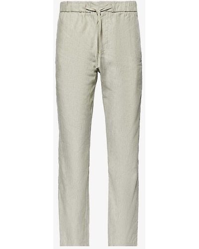 Frescobol Carioca Oscar Linen And Regular-fit Straight-leg Cotton-blend Trousers - Grey