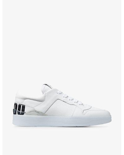 Jimmy Choo Florent F Logo-print Leather And Cotton-canvas Low-top Sneakers - White