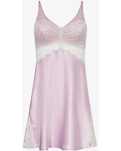 Nk Imode Agatha Lace-trim Silk Nightdres - Pink