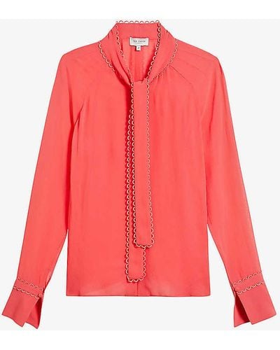 Ted Baker Julinaa Rouleaux-tie Woven Top - Red