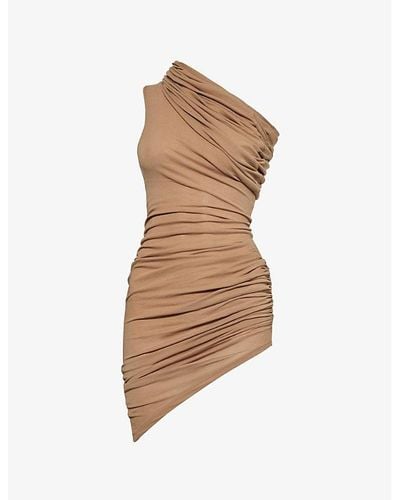 Entire studios Pillar Asymmetric Stretch-cotton Mini Dress X - Brown