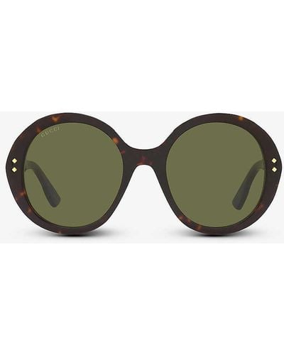 Gucci gg1081s Round-frame Acetate Sunglasses - Green