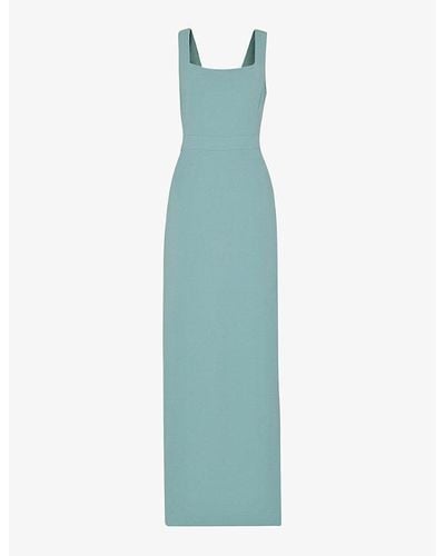 Whistles Mila Square-neck Stretch-recycled-polyester Maxi Dress - Blue