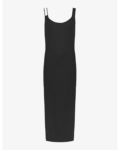 Ro&zo Cut-out Strap Knitted Midi Dress - Black