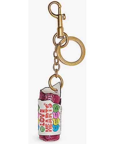 Anya Hindmarch Love Hearts Leather Keyring - White