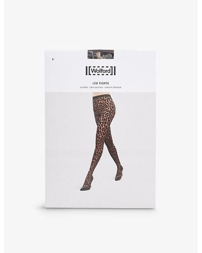 Wolford Logo-waistband Stretch-woven Tights - White