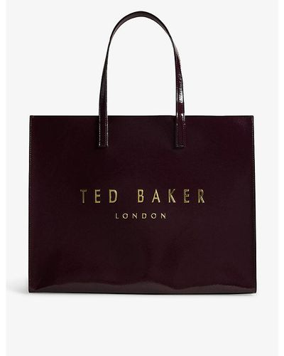 Ted Baker Crikon Logo-print Faux-leather Tote Bag - Red