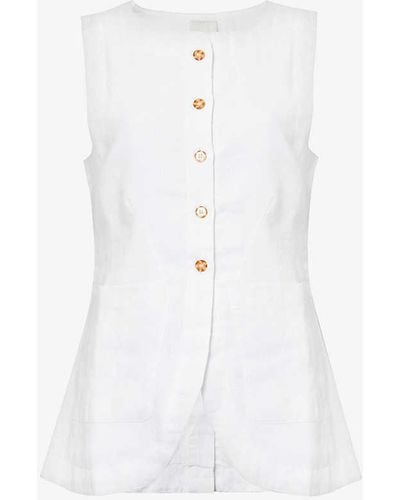 Posse Emma Round-neck Linen Waistcoat - White