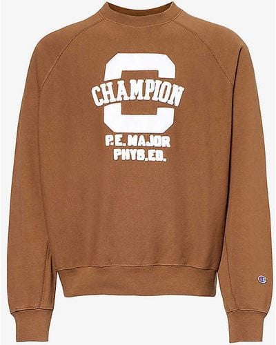 Champion Brand-appliqué Regular-fit Cotton-blend Sweatshirt X - Brown