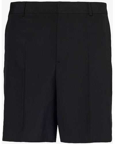 Valentino Pressed-crease Wide-leg Wool Shorts - Black