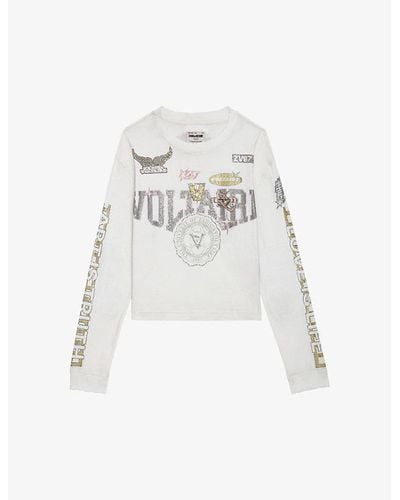 Zadig & Voltaire Logo Text-print Long-sleeve Cotton T-shirt - White