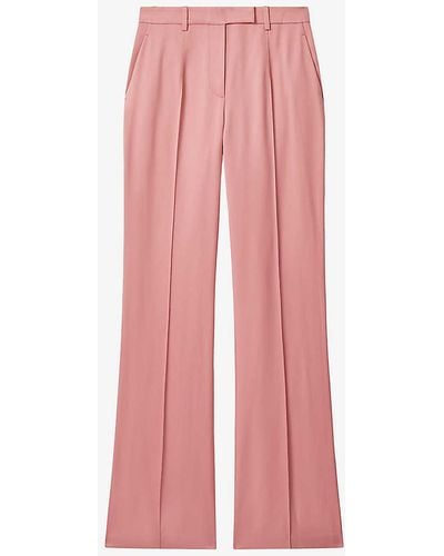 Reiss Millie Flared-leg High-rise Woven Trousers - Pink