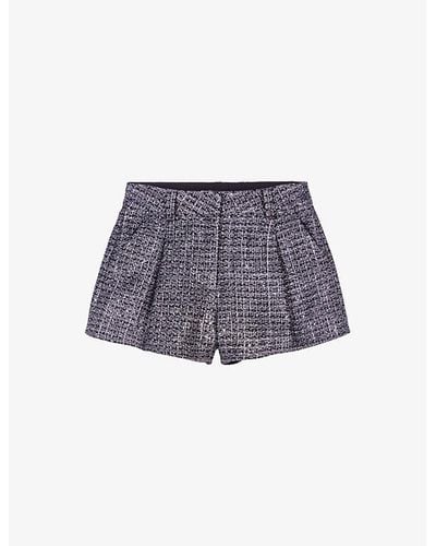 Maje High-rise Metallic-tween Woven Shorts - Gray
