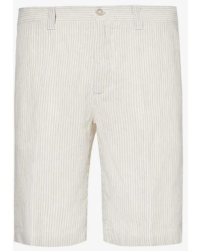 120% Lino Regular-fit Mid-rise Linen Shorts - White