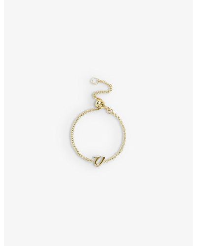 The Alkemistry Love Letter V Initial 18ct Yellow-gold Ring - White