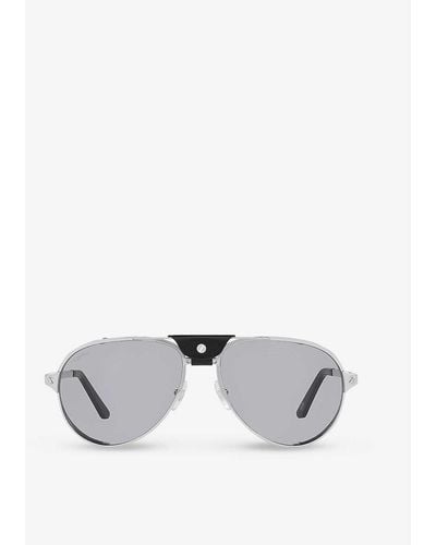 Cartier Ct0296s Aviator-frame Metal Sunglasses - White
