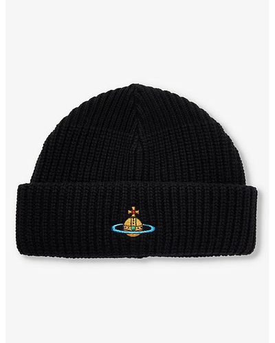 Vivienne Westwood Sporty Brand-embroidered Wool Beanie - Black