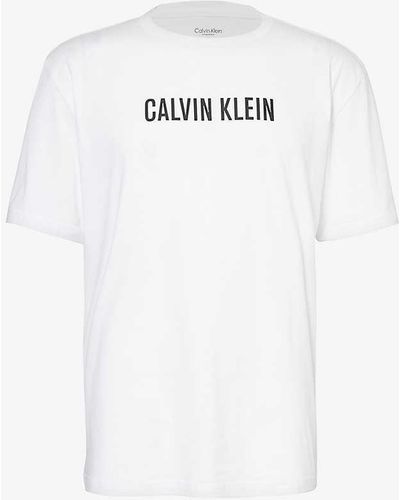 Calvin Klein Logo-print Crewneck Cotton-jersey T-shirt - White
