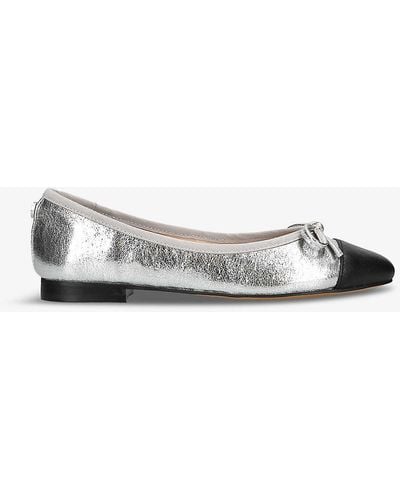 Steve Madden Ellison Bow-embellished Flat Leather Ballet Court Shoes - White