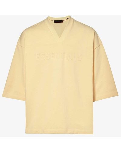 Fear Of God Essentials Branded Oversized-fit Cotton-jersey T-shirt - Natural