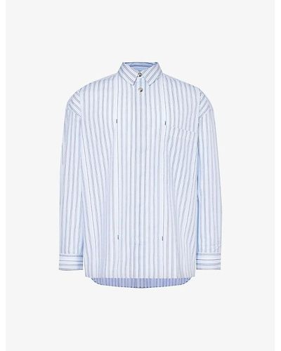 Jacquemus Chemise Striped-pattern Relaxed-fit Cotton-poplin Shirt - Blue