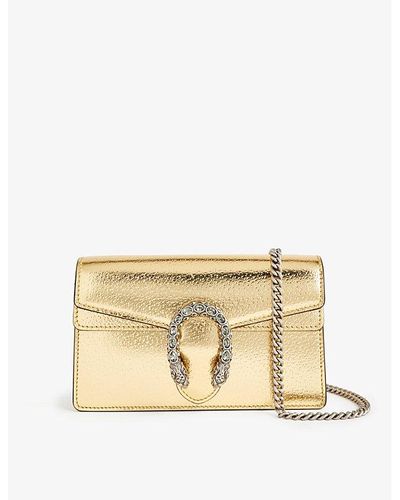 Dionysus super mini bag in gold lamé leather