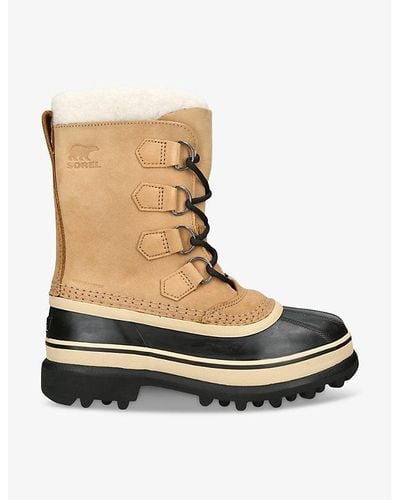Sorel Caribou Fleece-trim Leather Snow Boots - White