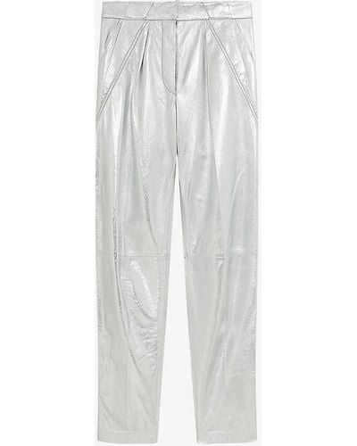 IRO Nil Carrot-leg High-rise Leather Trousers - White