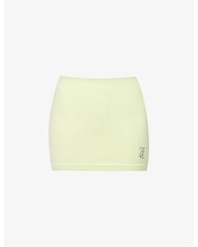 Juicy Couture Maxine Rhinestone-embellished Slim-fit Velour Mini Skirt - Yellow
