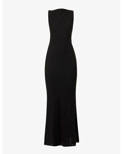 Gabriela Hearst Seren Boat-neck Virgin-wool Blend Maxi Dress - Black