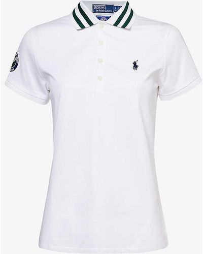 Polo Ralph Lauren X Wimbledon Brand-patch Recycled-polyester And Cotton-blend Polo Shirt - White