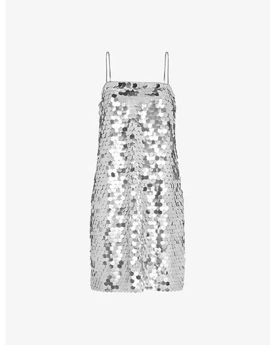 Whistles Sequin Disc-embellished Relaxed-fit Recycled-polyester Mini Dress - White