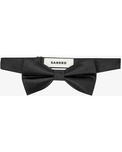 Sandro Adjustable Silk Bow Tie - Black