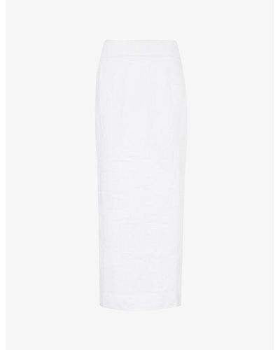 Posse Emma Mid-rise Linen Maxi Skirt - White