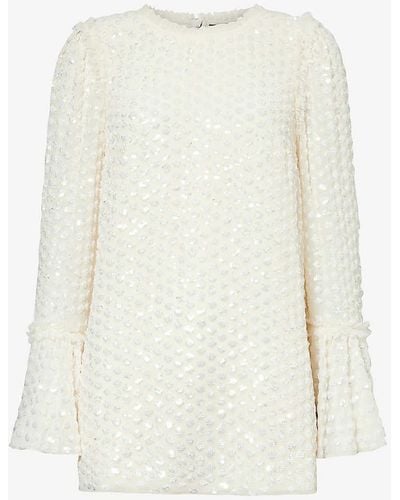 Needle & Thread Raindrop Sequin-embellished Woven Blouse - White